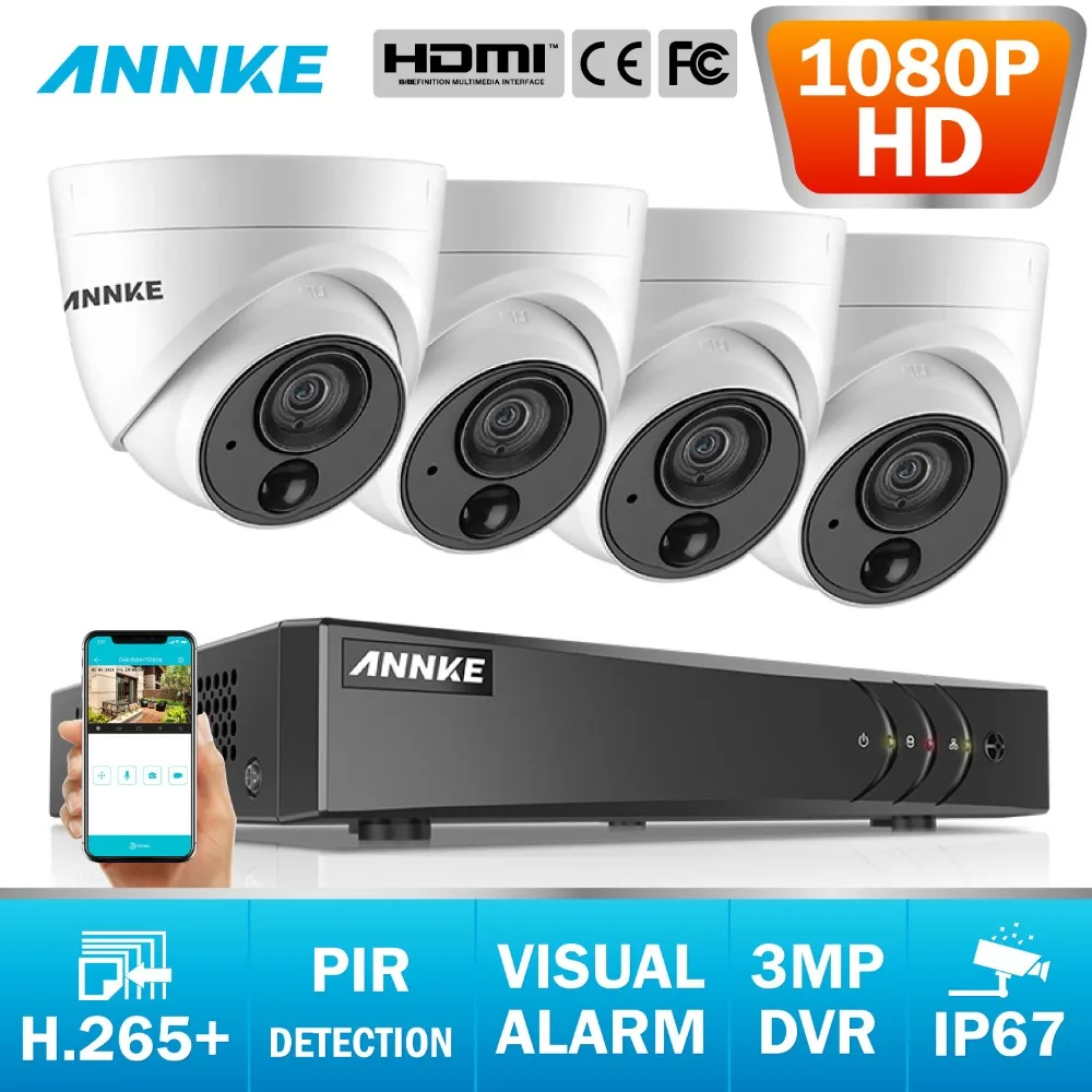 ANNKE 8CH 3MP 5-in-1 CCTV DVR HD 4PCS TVI Security Camera PIR Detection Outdoor Dome Camera Home Video Surveillance System Kit
ANNKE 8CH 3MP 5-in-1 CCTV DVR HD 4PCS TVI Security Camera PIR Detection Outdoor Dome Camera Home Video Surveillance System Kit