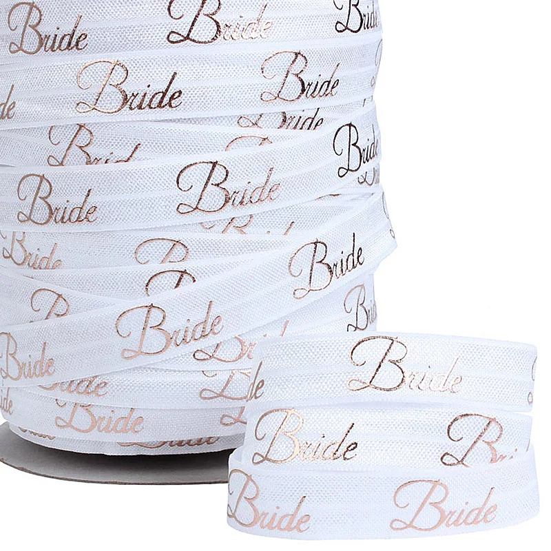 (50 yards/lot) Team bride theme rose gold foil printed foe fold over elastic for knotted hair ties
(50 yards/lot) Team bride theme rose gold foil printed foe fold over elastic for knotted hair ties