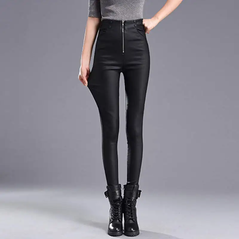 Autumn Winter Skinny High Waist Leather Leggings Women Slim Plus Velvet PU Leather Pencil Pants Sexy Long Black Leggings 1647
Autumn Winter Skinny High Waist Leather Leggings Women Slim Plus Velvet PU Leather Pencil Pants Sexy Long Black Leggings 1647