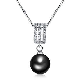 2.5*1.1cm Original Flawless Black Pearl Pendant Necklace With Solid 925 Silver Chain Necklace Wedding Jewelry For Women Silver
2.5*1.1cm Original Flawless Black Pearl Pendant Necklace With Solid 925 Silver Chain Necklace Wedding Jewelry For Women Silver