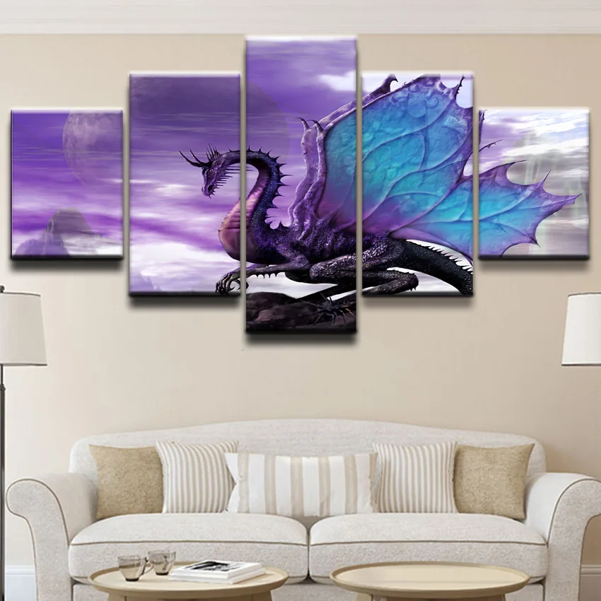 Canvas Painting Wall Art Home Decor HD Prints Framework 5 Pieces Dragon Fantasy Purple Pictures Modern Decor Bedroom Poster
Canvas Painting Wall Art Home Decor HD Prints Framework 5 Pieces Dragon Fantasy Purple Pictures Modern Decor Bedroom Poster