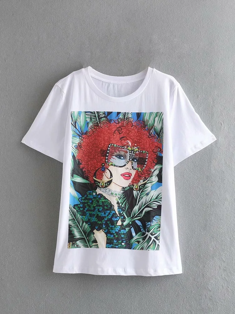 Fashion European American Style Cartoon Ladies Print White T-shirt for Women Short Sleeve Casual Ladies Tops Feminine Streetwear
Fashion European American Style Cartoon Ladies Print White T-shirt for Women Short Sleeve Casual Ladies Tops Feminine Streetwear