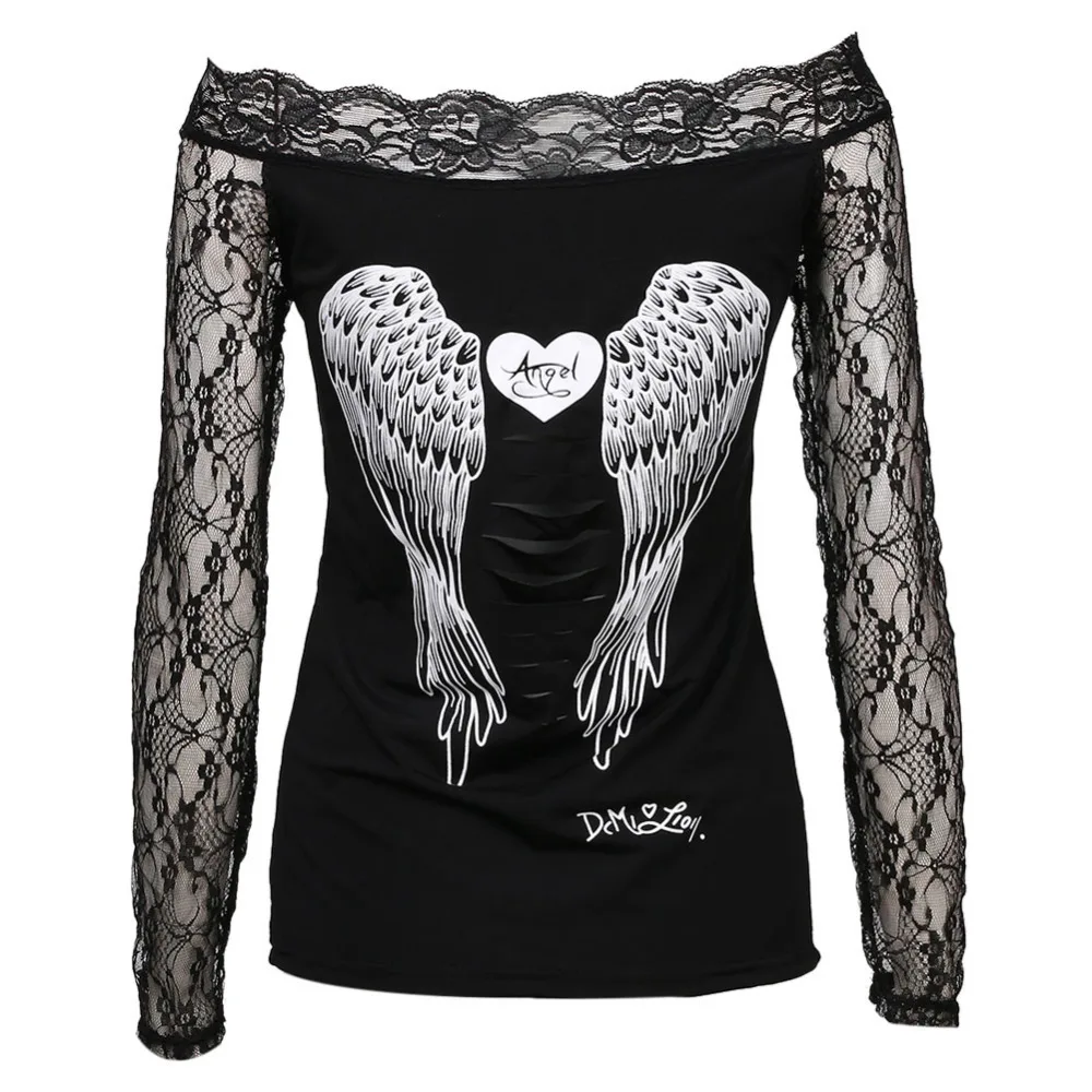 Фото Женская кружевная блузка Angle wings Летняя Повседневная большого размера с длинным