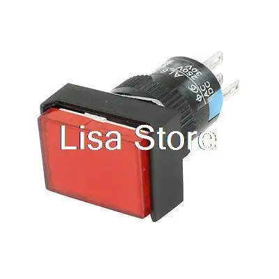 AC 250V 3A DC 30V 5A 1NO 1NC Locking Red Cap Rectangular Push Button Switch