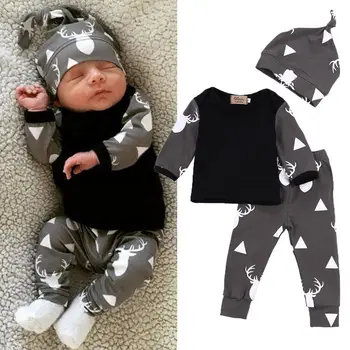 2017 Autumn Cute Newborn Baby Girl Boy Clothes Deer Tops T-shirt Long Sleeve + Pants Casual Hat Cap 3pcs Outfits Set Autumn
2017 Autumn Cute Newborn Baby Girl Boy Clothes Deer Tops T-shirt Long Sleeve + Pants Casual Hat Cap 3pcs Outfits Set Autumn