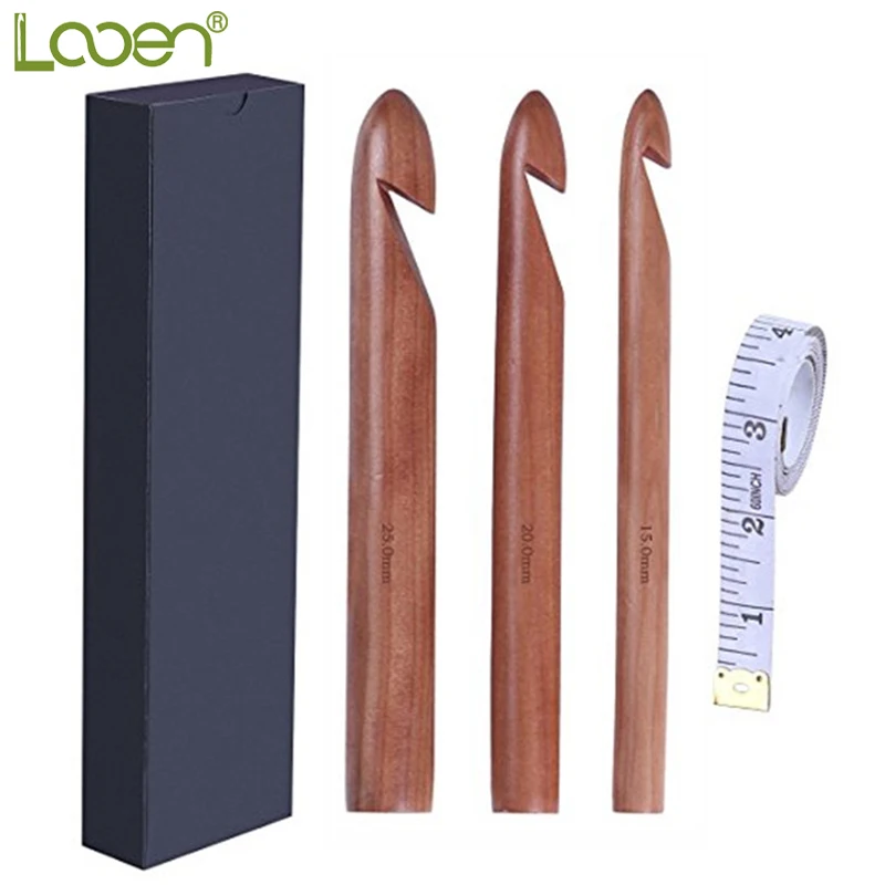 Looen Brand Mix 3pcs 15/20/25mm Handcrafted Wooden Crochet Hooks Giant Yarn Hook For Knitting With Box For Mother Women Gift
Looen Brand Mix 3pcs 15/20/25mm Handcrafted Wooden Crochet Hooks Giant Yarn Hook For Knitting With Box For Mother Women Gift