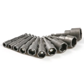 Metric 10Pcs/Lot 6mm-19mm 1/4 Hex shank Magnetic Nut Driver Set Drill Bit Adapter Hex Socket Sleeve Nozzles Power Tools Parts
Metric 10Pcs/Lot 6mm-19mm 1/4 Hex shank Magnetic Nut Driver Set Drill Bit Adapter Hex Socket Sleeve Nozzles Power Tools Parts