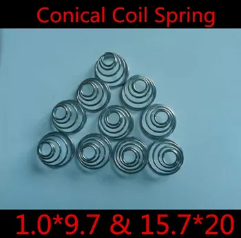 1.0*20mm conical coil spring,conical sprial compression spring, double conical spring 1.0*9.7&15.7*20
1.0*20mm conical coil spring,conical sprial compression spring, double conical spring 1.0*9.7&15.7*20