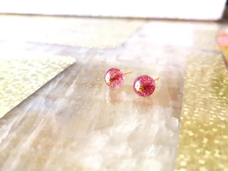  Earrings Female Strawberry Quartz Beads Stud Earrings 7mm Pink Crystal Earings Eternal Match Jewelry10