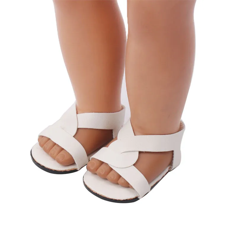 Dolls shoes American Summer Sandal PU shoe baby toys fit 18 inch Girl and 43 cm baby doll accessories (14)
