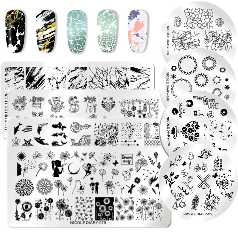 NICOLE DIARY 1 Set Nail Art Stamping Plates Round Geometric Flowers Rectangle Stainless Steel Nail Art Image Plates
NICOLE DIARY 1 Set Nail Art Stamping Plates Round Geometric Flowers Rectangle Stainless Steel Nail Art Image Plates
