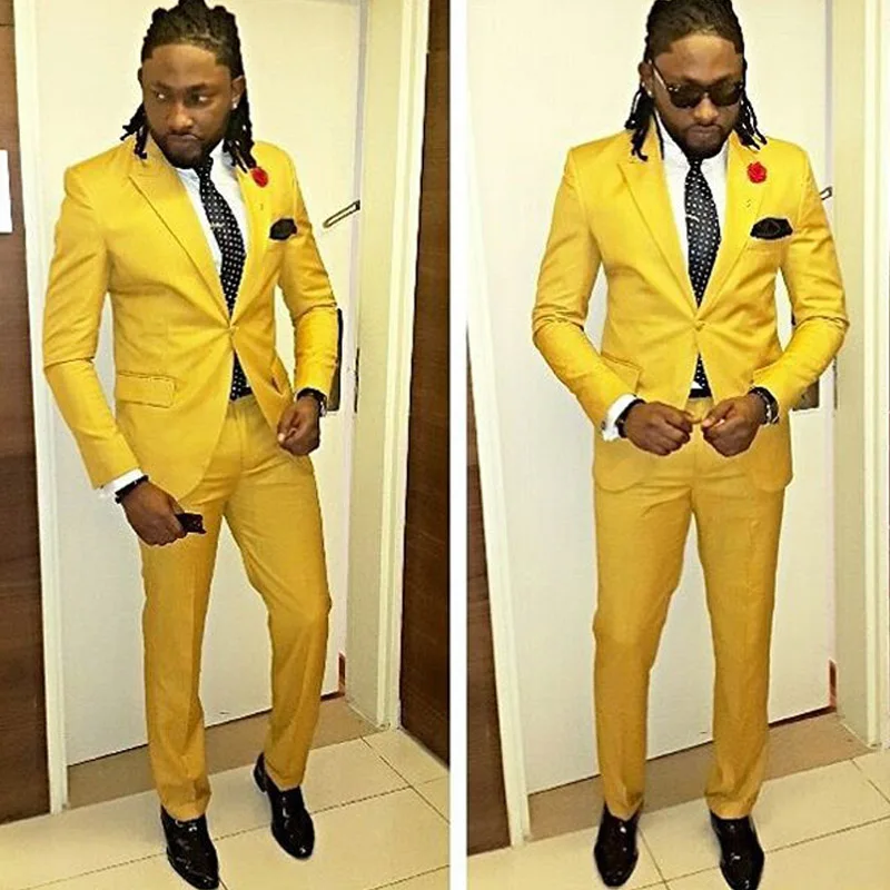 New Gold Formal Party Men Suits Peaked Lapel Custom Made Two Piece Wedding Groom Tuxedos (Jacket + Pants)
New Gold Formal Party Men Suits Peaked Lapel Custom Made Two Piece Wedding Groom Tuxedos (Jacket + Pants)