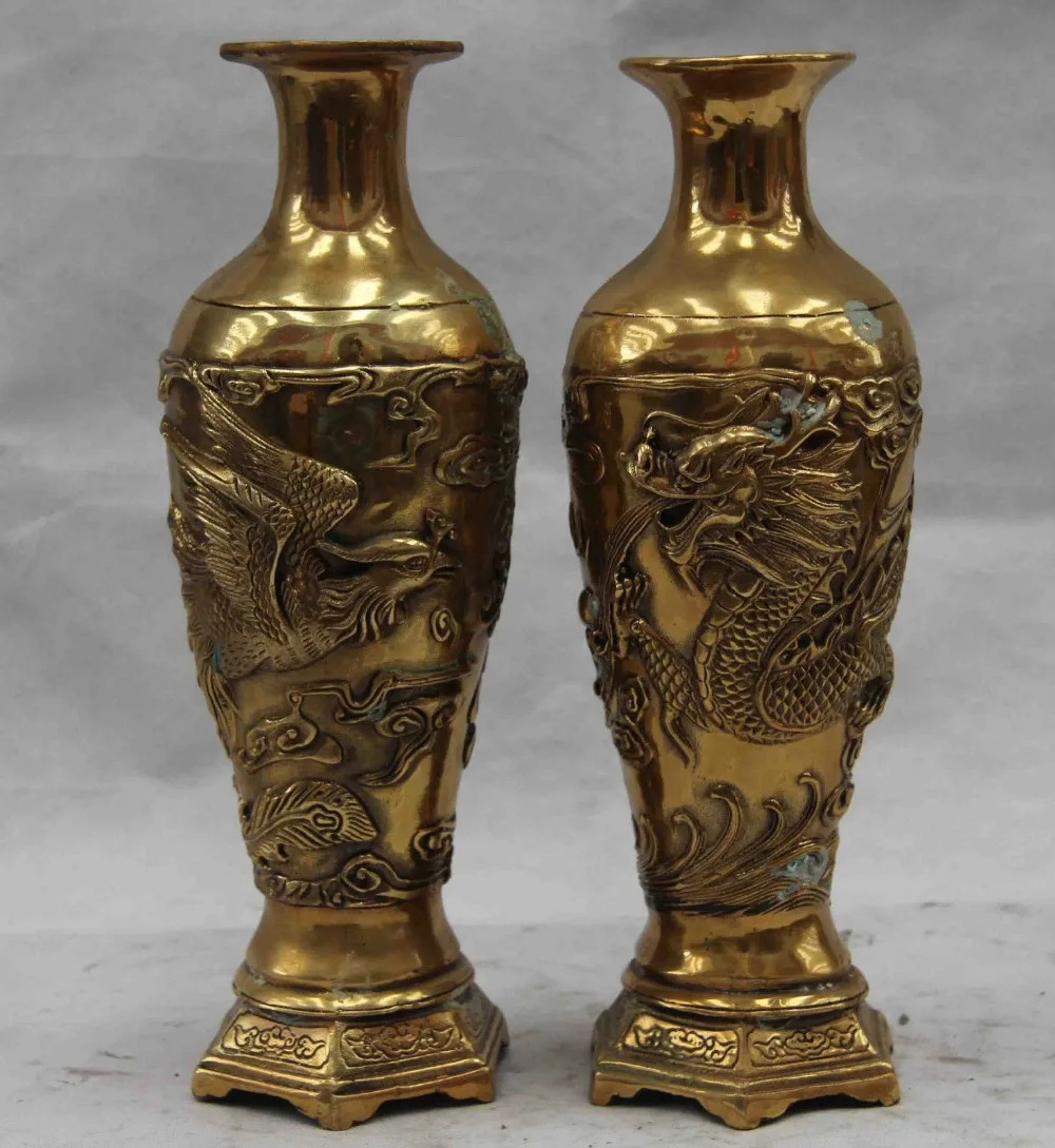 Chinese Royal Copper Bronze Feng Shui Dragon Play phoenix Bottle Pot Vase Pair Garden Decoration 100% real Brass Bronze
Chinese Royal Copper Bronze Feng Shui Dragon Play phoenix Bottle Pot Vase Pair Garden Decoration 100% real Brass Bronze
