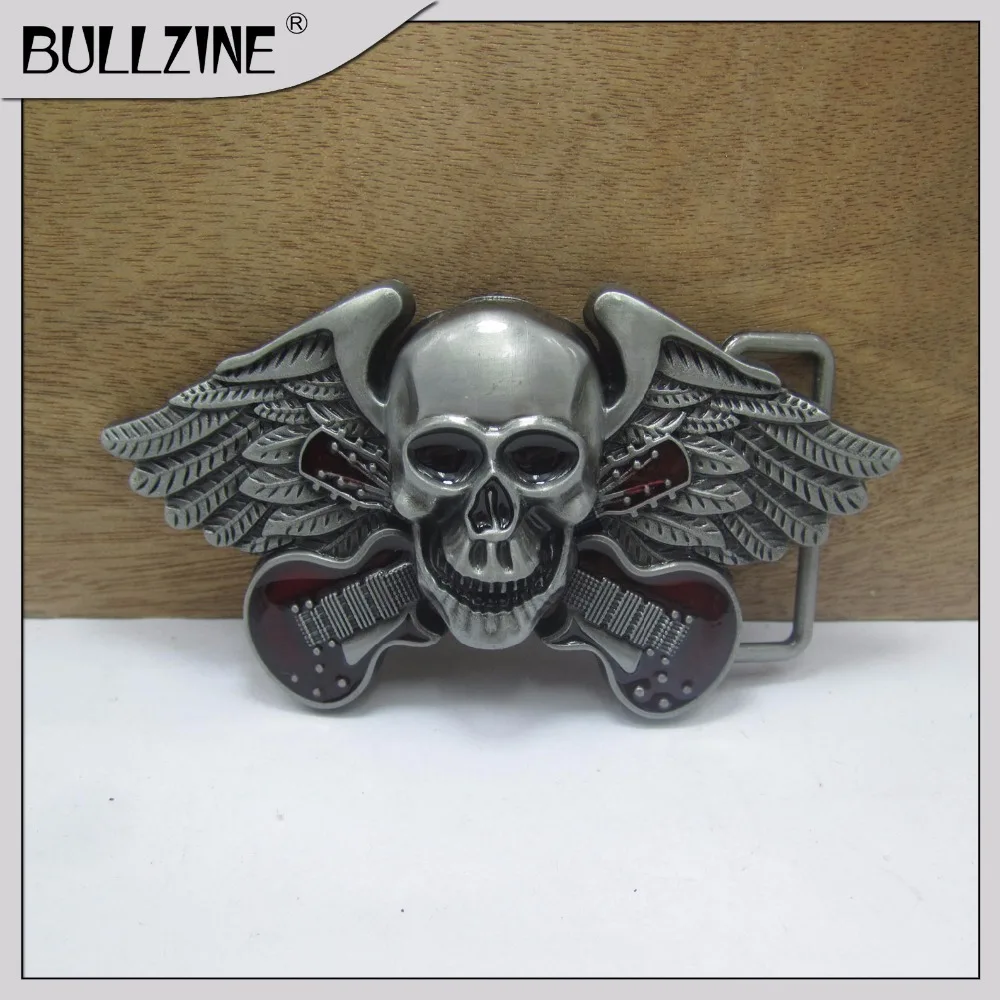 The Bullzine skull with guitar belt buckle with pewter finish FP-03550 suitable for 4cm width snap on belt
The Bullzine skull with guitar belt buckle with pewter finish FP-03550 suitable for 4cm width snap on belt