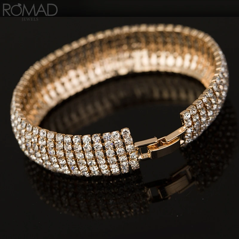 ROMAD Luxury bangles for women Rhinestone Bangle Bracelet ladies Gold plating zirconia bangles Femme Jewelry R5
ROMAD Luxury bangles for women Rhinestone Bangle Bracelet ladies Gold plating zirconia bangles Femme Jewelry R5