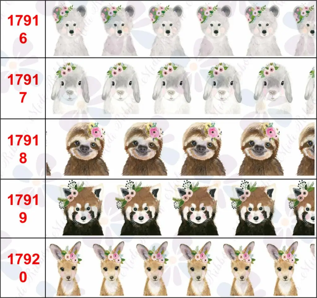 16mm-75mm Animal Series Cute Pig Dog Elephant Rabbit Koala Printed Grosgrain/Elastic Ribbon Bear Hair Bow Making 50yards/roll
16mm-75mm Animal Series Cute Pig Dog Elephant Rabbit Koala Printed Grosgrain/Elastic Ribbon Bear Hair Bow Making 50yards/roll