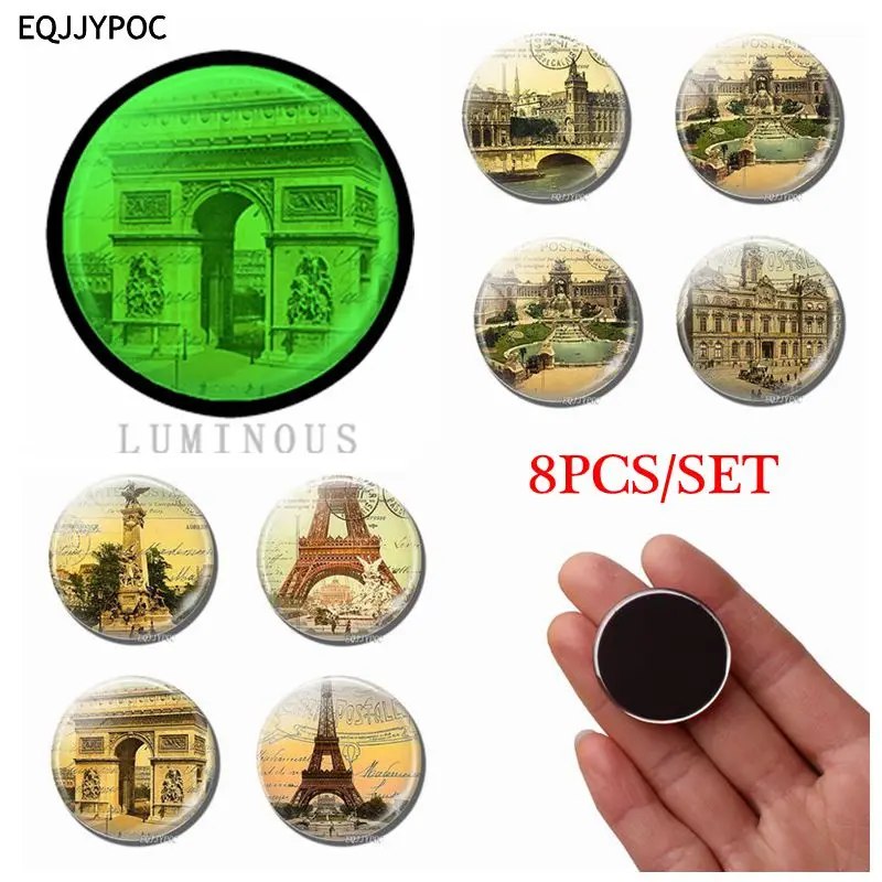 Luminous Glass Souvenir Fridge Magnets France Paris Eiffel Tower Triumphal Arch 8 PCS Set 25 MM Refrigerator Magnetic Decoration
Luminous Glass Souvenir Fridge Magnets France Paris Eiffel Tower Triumphal Arch 8 PCS Set 25 MM Refrigerator Magnetic Decoration