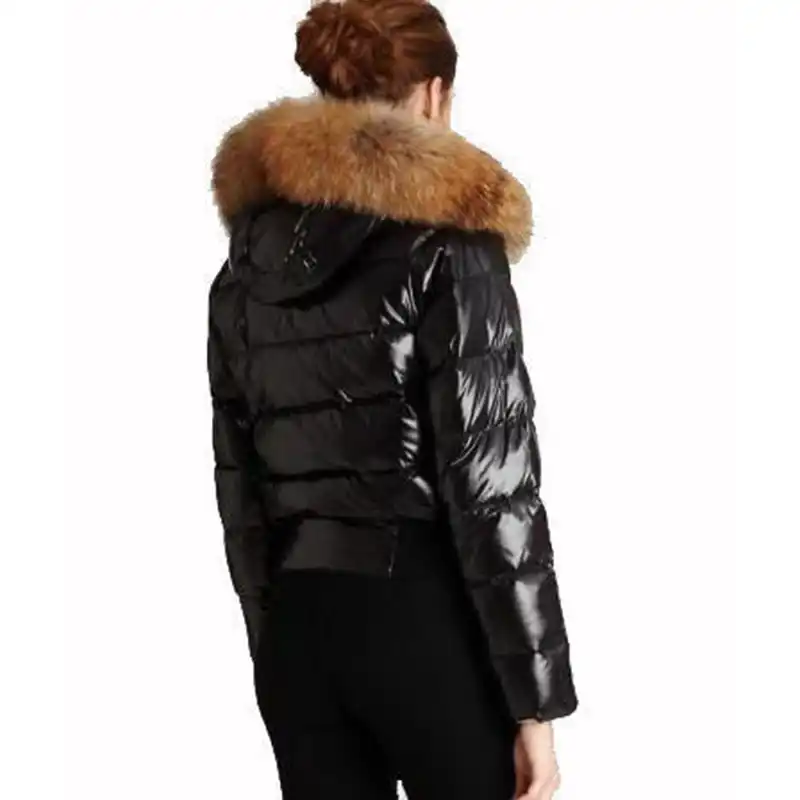 black coat with big fur hood womens