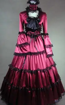 (LD005) Long Sleeves Gothic Victorian Lolita Prom Dress Ball Gown Cosplay Fancy Dress Halloween Party Costume 3 colors available 
(LD005) Long Sleeves Gothic Victorian Lolita Prom Dress Ball Gown Cosplay Fancy Dress Halloween Party Costume 3 colors available