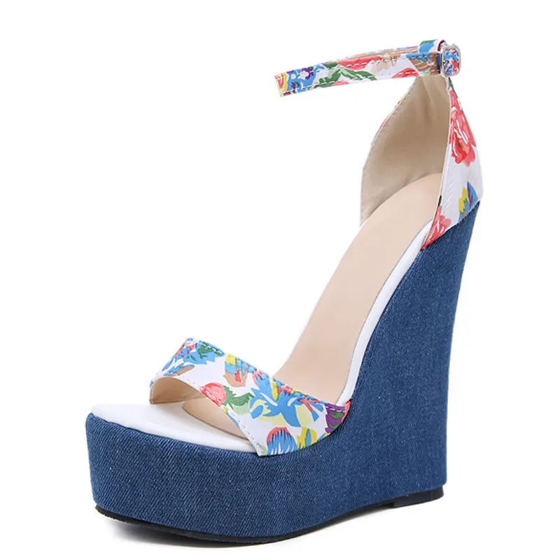 2019 New Designer Print Denim Sandals Roman Sandals High Quality Wedges High Heels Peep-Toe Platform Shoes Woman
2019 New Designer Print Denim Sandals Roman Sandals High Quality Wedges High Heels Peep-Toe Platform Shoes Woman