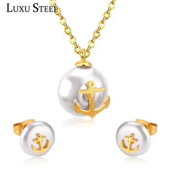 LUXUSTEEL New Imitation Pearl Pendant Necklace Sets Stainless Steel Gold/Silver Color Stud Earring Fashion Jewelry Party Gift
LUXUSTEEL New Imitation Pearl Pendant Necklace Sets Stainless Steel Gold/Silver Color Stud Earring Fashion Jewelry Party Gift