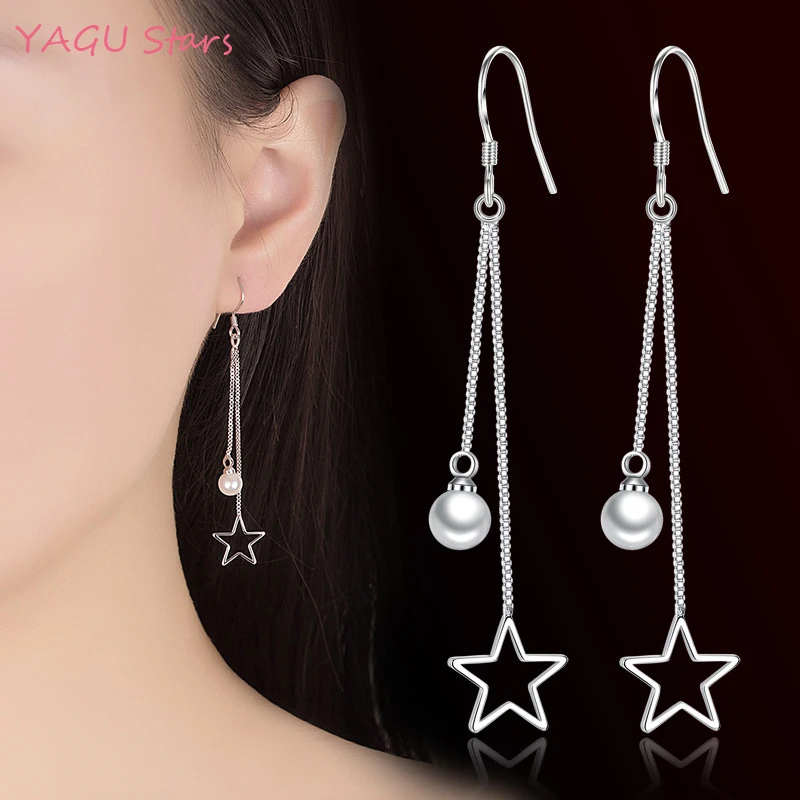 Fashion Jewelry Star & Pearl Tassels Drop Earrings 925 Sterling Silver For Women Long Dangle Earrings Charms Femme Bijoux Y-E197
Fashion Jewelry Star & Pearl Tassels Drop Earrings 925 Sterling Silver For Women Long Dangle Earrings Charms Femme Bijoux Y-E197