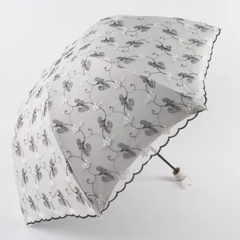 Elegant Lace Embroidery Sunshade Umbrellas for Ladies Hot Sale Three Folding Rain Wind and sun protection Umbrellas
Elegant Lace Embroidery Sunshade Umbrellas for Ladies Hot Sale Three Folding Rain Wind and sun protection Umbrellas