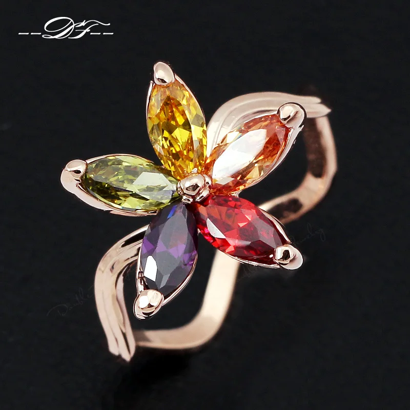 Rhinestone Multicolor Flower Engagement Ring Rose Gold Color Crystal Fashion Brand Jewelry For Women anel aneis joia DFR015
Rhinestone Multicolor Flower Engagement Ring Rose Gold Color Crystal Fashion Brand Jewelry For Women anel aneis joia DFR015