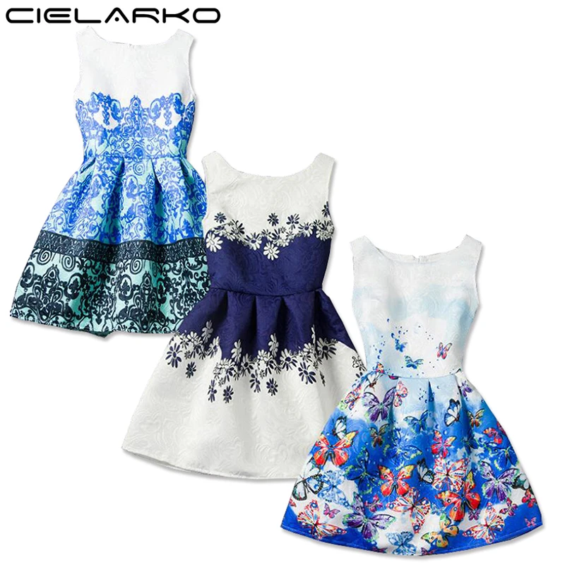 Cielarko Cartoon Castle Sleeveless Girls Print Dress Princess A-Line Dresses Clothes For Girl Summer Clothing Desings | Детская одежда
