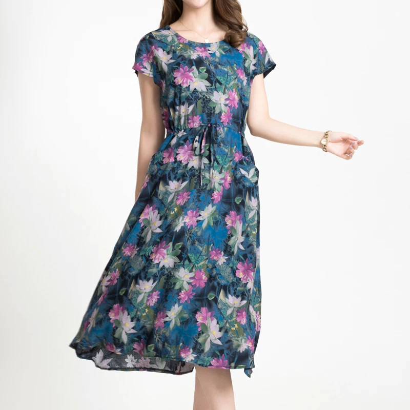 2019 women's printed retro Bohemian Women the thin waist round collar in cotton short sleeve plus size Dress Vestidos
2019 women's printed retro Bohemian Women the thin waist round collar in cotton short sleeve plus size Dress Vestidos