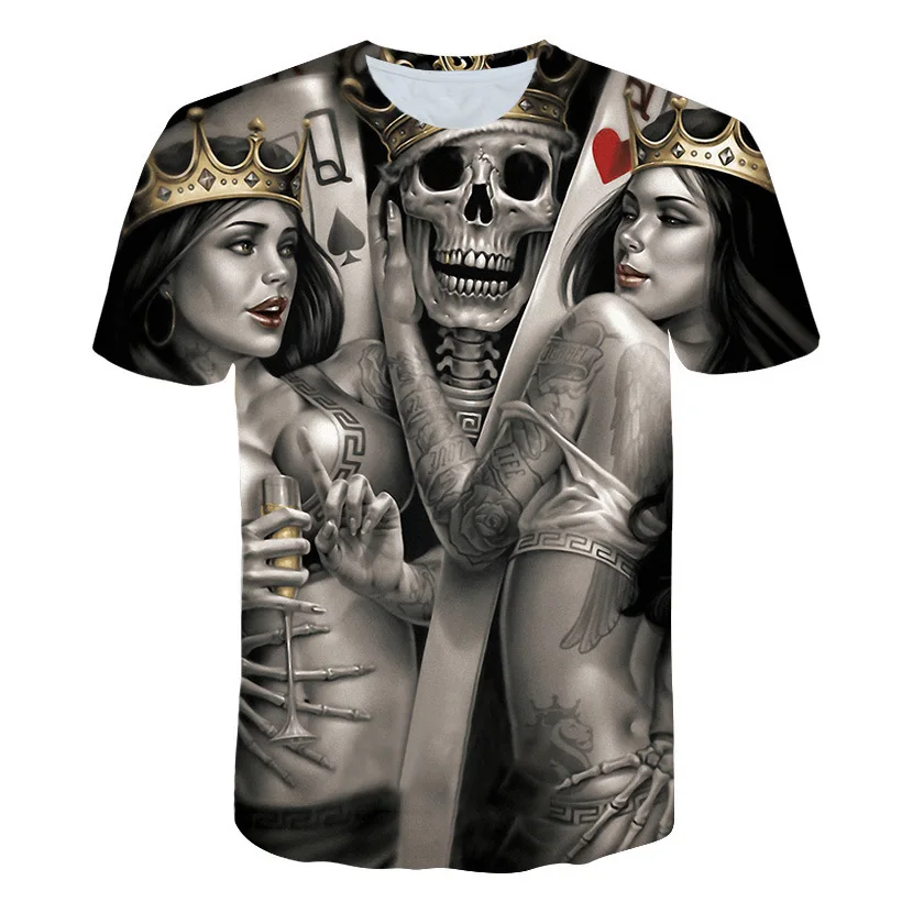 2018 New Mens Summer Skull Poker Print Men Short Sleeve T-shirt 3D T Shirt Casual Breathable T-shirt
2018 New Mens Summer Skull Poker Print Men Short Sleeve T-shirt 3D T Shirt Casual Breathable T-shirt