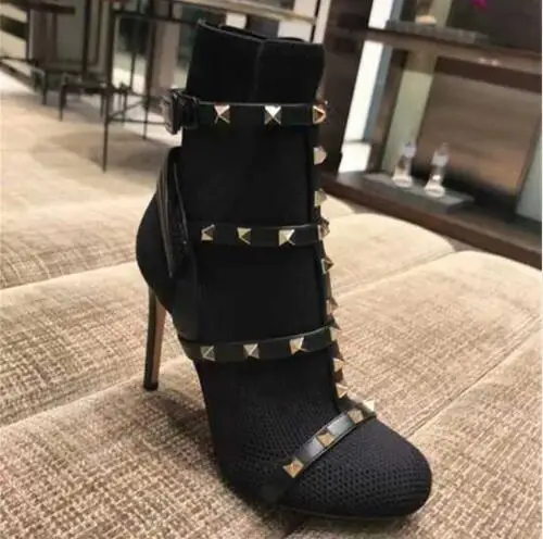 Sexy Rivets Botas Femininas Women Shoes Street Four Straps Stretch Fabric With Leather Women Boots Studded High Heels
Sexy Rivets Botas Femininas Women Shoes Street Four Straps Stretch Fabric With Leather Women Boots Studded High Heels