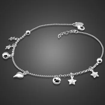 Fashion 925 sterling silver anklets Concise style star pendant 26.5cm chains women's body jewelry Solid silver chains best gift 
Fashion 925 sterling silver anklets Concise style star pendant 26.5cm chains women's body jewelry Solid silver chains best gift