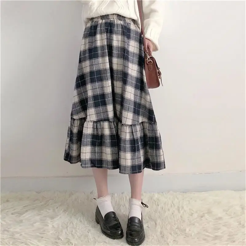 Plaid Skirt Women Autumn Winter Thick Elastic Waist Ruffled Long Skirt Female Preppy Style Fashion
Plaid Skirt Women Autumn Winter Thick Elastic Waist Ruffled Long Skirt Female Preppy Style Fashion