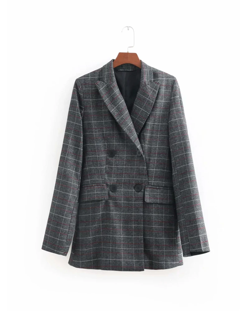2018 Spring And Summer Women Suit New European Fashion Medium And Long Slim Fit Plaid Casual Blazer Small Suit For Women D8A159 (5)