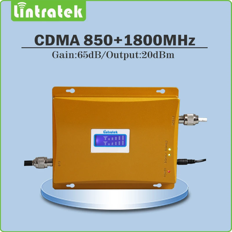 Lintratek Gain 65dB Signal Amplifier 850Mhz 1800Mhz cellphone signal booster CDMA DCS Dual Band Signal Repeater with display @82
Lintratek Gain 65dB Signal Amplifier 850Mhz 1800Mhz cellphone signal booster CDMA DCS Dual Band Signal Repeater with display @82