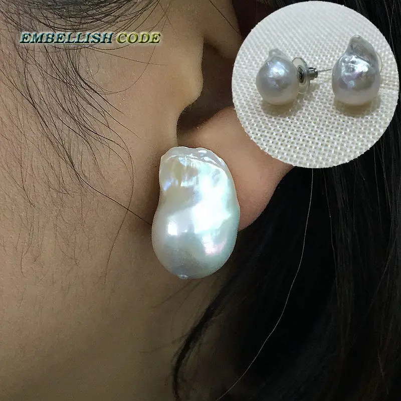 baroque tissue nucleated style flame ball shape pearl stud earrings plus size natural freshwater pearls with 925 silver Special
baroque tissue nucleated style flame ball shape pearl stud earrings plus size natural freshwater pearls with 925 silver Special
