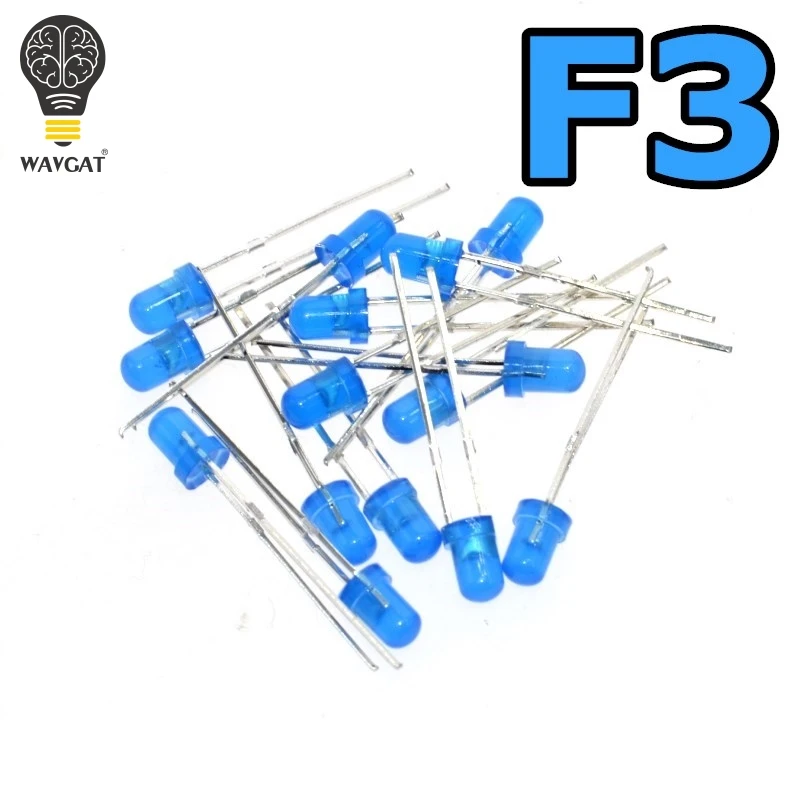 Светодиодсветодиодный голубые светоизлучающие диоды WAVGAT Blue F3 3 мм синий поворот