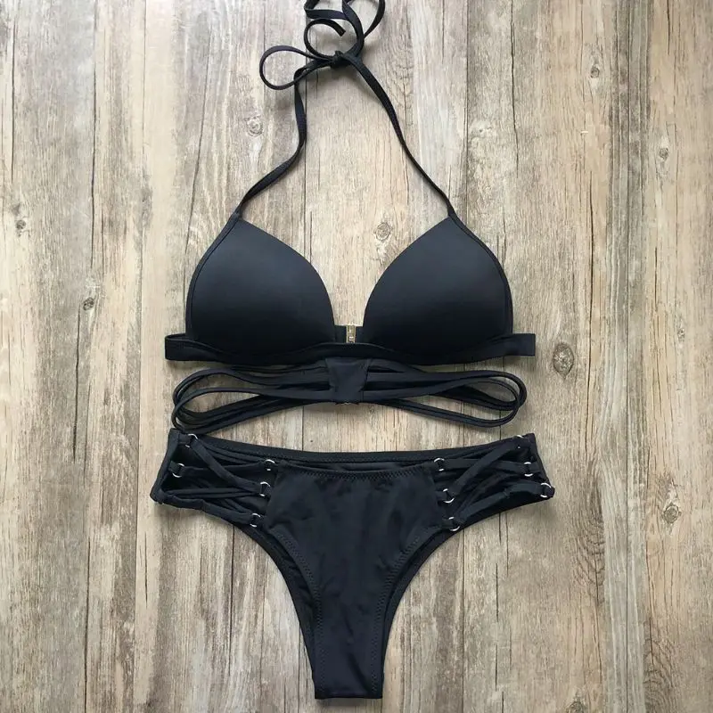 2019 Women Push Up Swimwear String Bikini Set Halter Solid Bikini Swimsuit Bathing Suit
2019 Women Push Up Swimwear String Bikini Set Halter Solid Bikini Swimsuit Bathing Suit