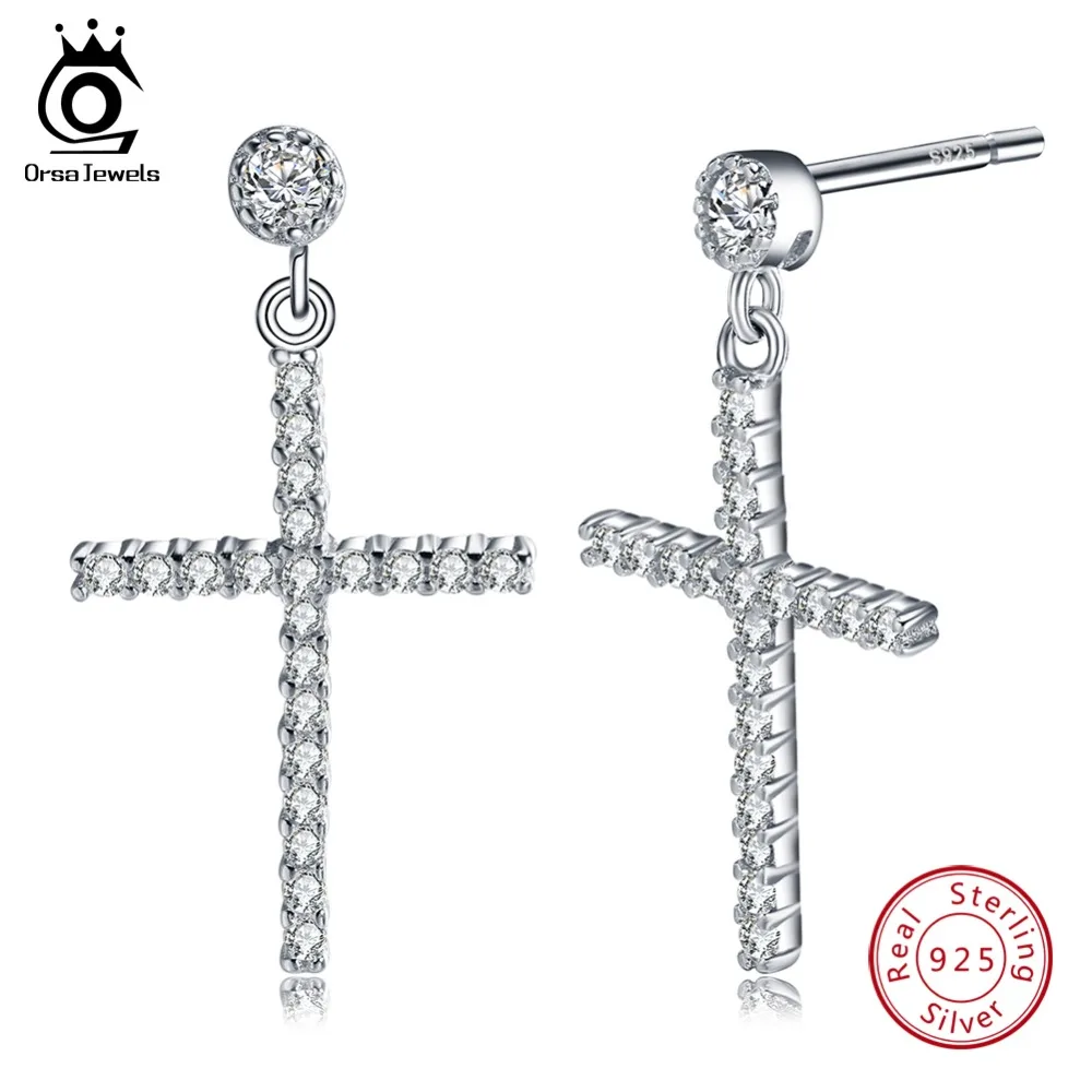 ORSA JEWELS 100% 925 Sterling Silver Big Cross Drop Earrings With AAA Zircon Silver Earring Women Party Jewelry Gift 2019 OSE37
ORSA JEWELS 100% 925 Sterling Silver Big Cross Drop Earrings With AAA Zircon Silver Earring Women Party Jewelry Gift 2019 OSE37