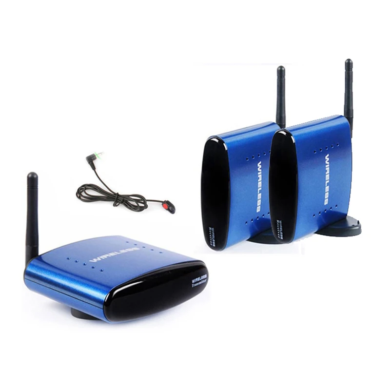 

HBUDS 5.8GHz 200M Wireless AV Sender TV Audio Video 1 Transmitter 2 Receiver With IR Remote PAT-535 Blue