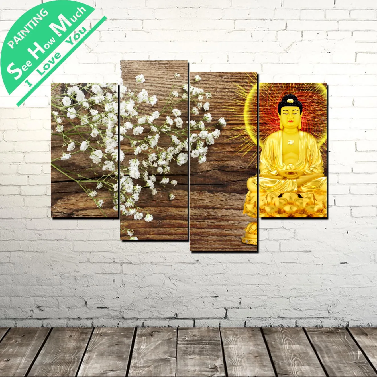 4 Piece Shinning Buddha Modern Wall Art Canvas Painting Posters and Prints Framed Art Painting Pictures for Home Decoration
4 Piece Shinning Buddha Modern Wall Art Canvas Painting Posters and Prints Framed Art Painting Pictures for Home Decoration