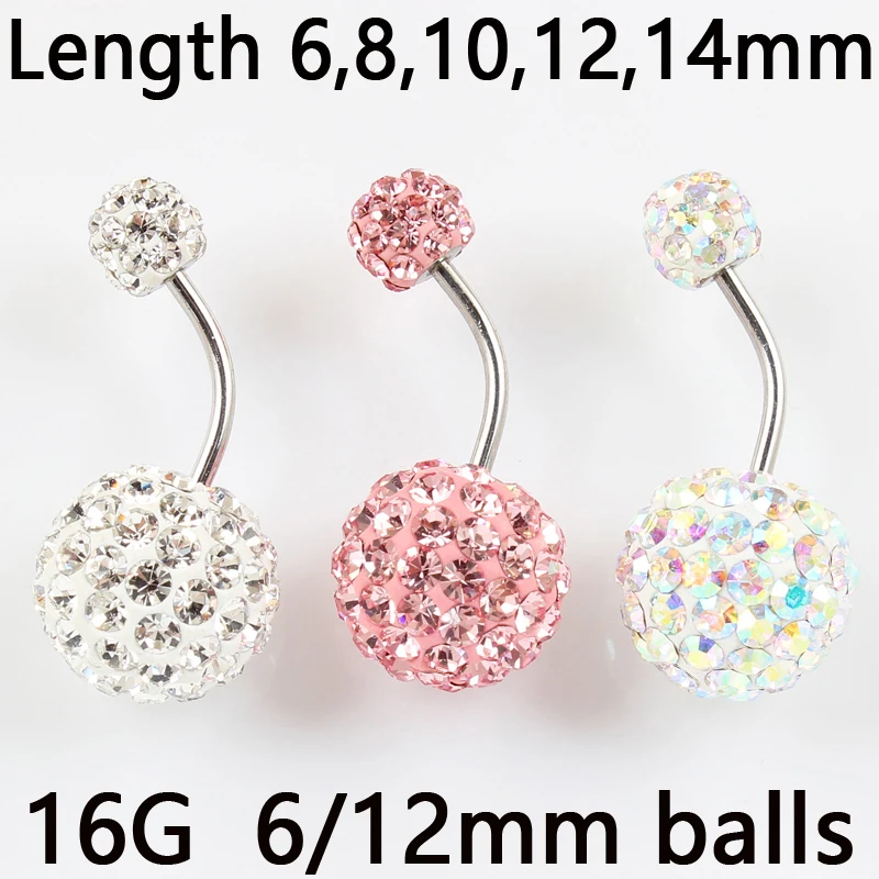Belly button ring 6/12 mm ball 16G not allergic stainless steel piercing aurora white pink top quality navel bar body jewelry
Belly button ring 6/12 mm ball 16G not allergic stainless steel piercing aurora white pink top quality navel bar body jewelry