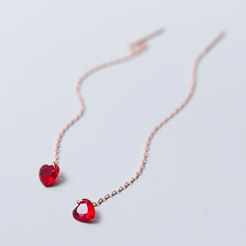 Romantic Red Heart Shape Crystal Earrings For Girls Anti-allergic Rose Gold Color Chains Ear Line Long Earring Accesorios Mujer
Romantic Red Heart Shape Crystal Earrings For Girls Anti-allergic Rose Gold Color Chains Ear Line Long Earring Accesorios Mujer