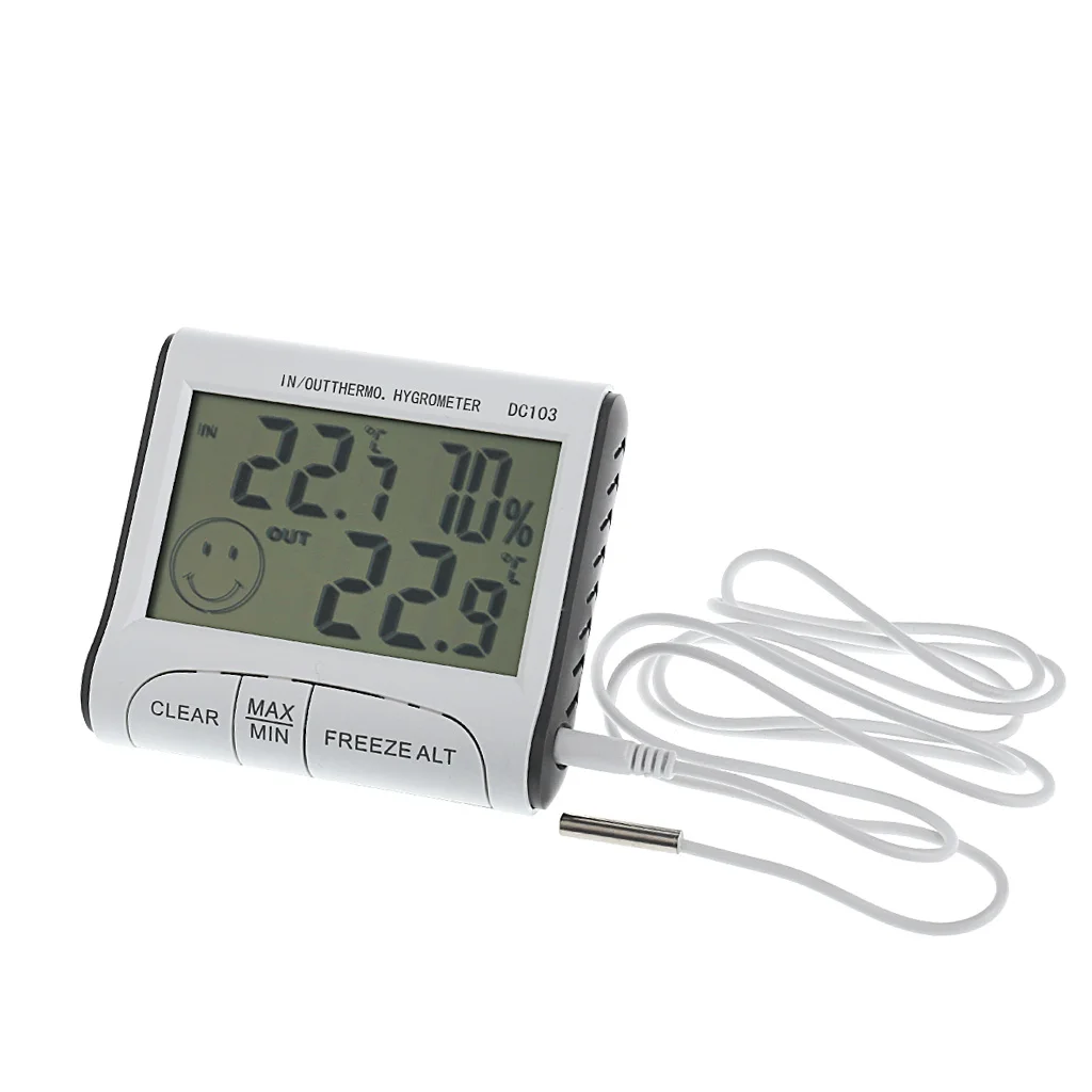 LCD Digital Indoor / Outdoor Thermometer Hygrometer Temperature Humidity Meter
LCD Digital Indoor / Outdoor Thermometer Hygrometer Temperature Humidity Meter