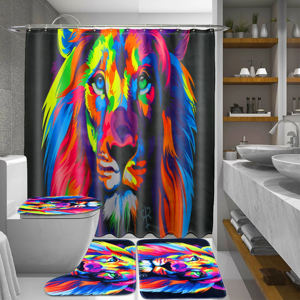 Bathroom Non-Slip Anti Slip Pedestal Rug Lid Toilet Cover Carpet Bath Mat Shower Curtain Cover Floor Rugs Animal Lion Pattern
Bathroom Non-Slip Anti Slip Pedestal Rug Lid Toilet Cover Carpet Bath Mat Shower Curtain Cover Floor Rugs Animal Lion Pattern
