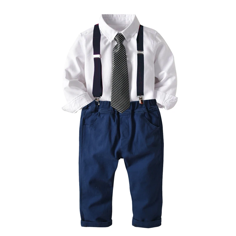 Long Sleeves Toddler Clothes Set for Boys Children White Shirt with Tie Blue Trousers Belt 4 Piece Sets Boy Kids Clothes
Long Sleeves Toddler Clothes Set for Boys Children White Shirt with Tie Blue Trousers Belt 4 Piece Sets Boy Kids Clothes