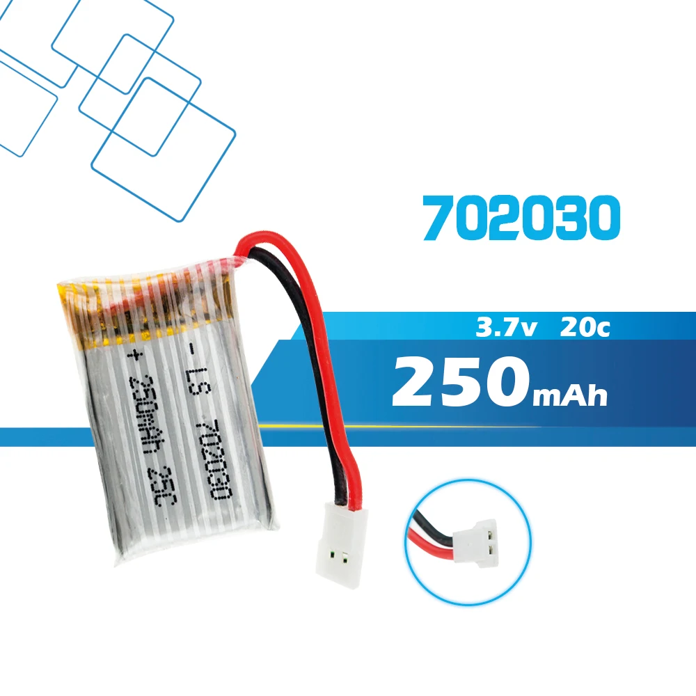 

3.7V 250mAh LiPo Battery 702030 For Hubsan H107 H107C H107L Syma X11C JD385 JJ1000A H108C U816 WLtoys v966 Helicopter RC Parts