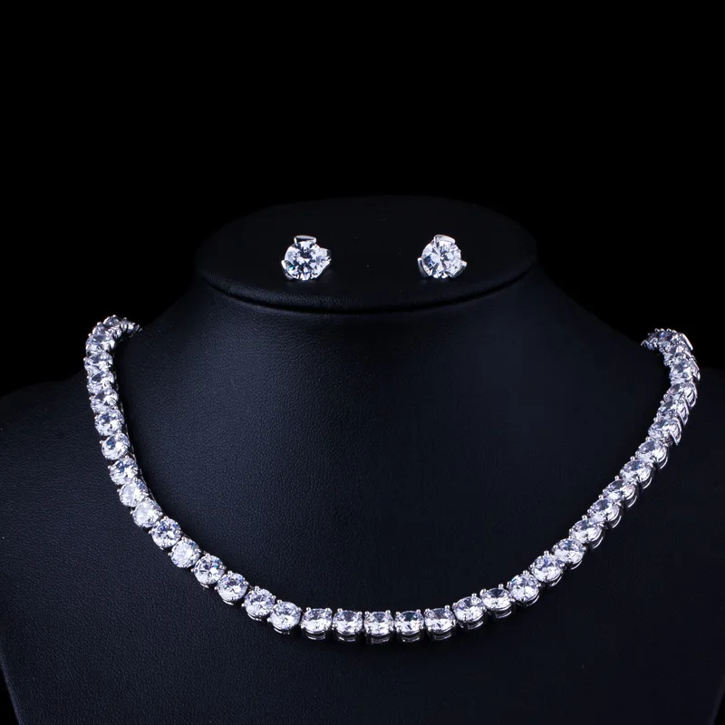 Big Carat Round CZ Crystal Necklace and Earrings Bridal Party Jewelry Set For Wedding Evening
Big Carat Round CZ Crystal Necklace and Earrings Bridal Party Jewelry Set For Wedding Evening