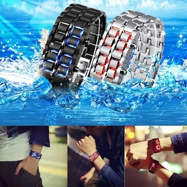 Fashion Black Metal Lava Digital Wrist Men's Watch Red / Blue LED Display Watches Men's Gifts for Men's Creative Watch
Fashion Black Metal Lava Digital Wrist Men's Watch Red / Blue LED Display Watches Men's Gifts for Men's Creative Watch